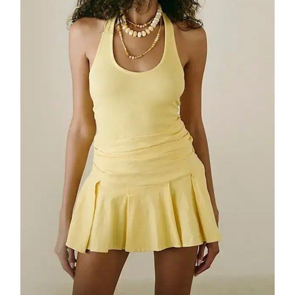 Free People Free-Est Navi Skort Romper Dress Halter Ribbed Skort Tie S 290913